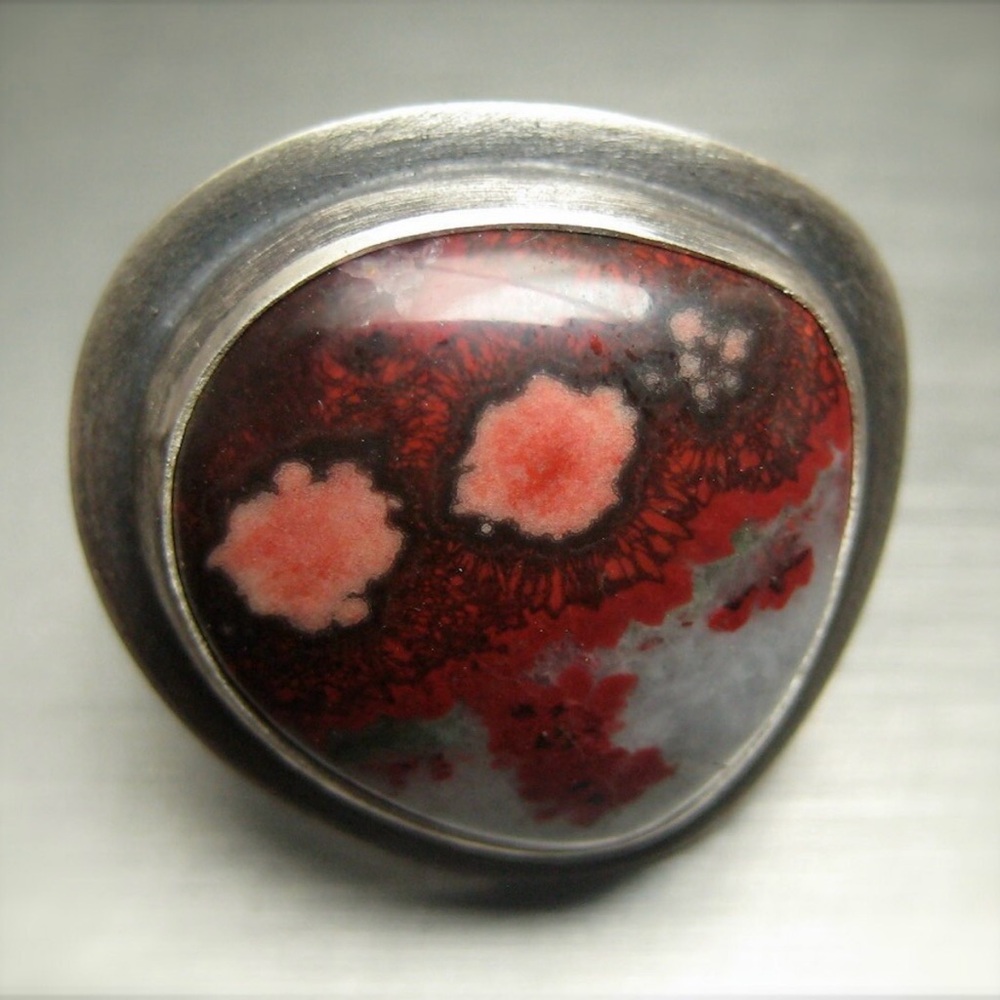 Poppy Jasper and Sterling Ring size 7.5 - Picture 2 of 4